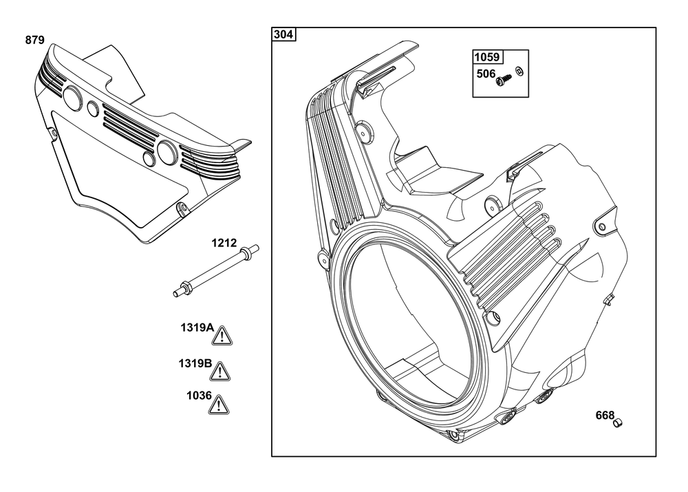 Blower Housing Group Diagram and Parts List for 540477-0129-B5 400000 - 699999 Briggs and Stratton Engine